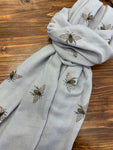 Bee Printed Grey Scarf with Glitter Wings