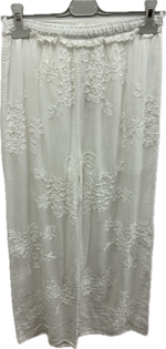 White Elegant Embroidered Detail Trousers