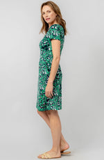 Green Uplands Cotton Jersey Dress - Prairie Print