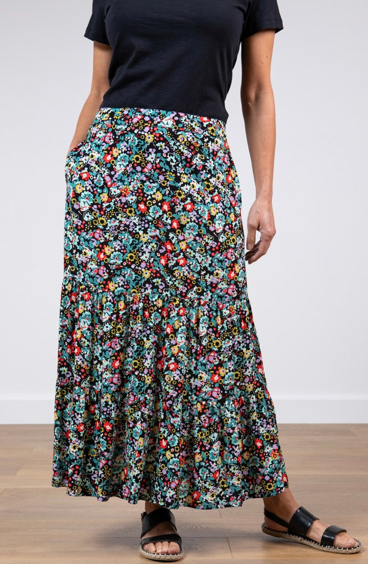 Frome Skirt - Black Wild Flower Print