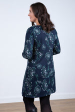 Aurilee Tunic Dress - Cloud Flower Print - Navy