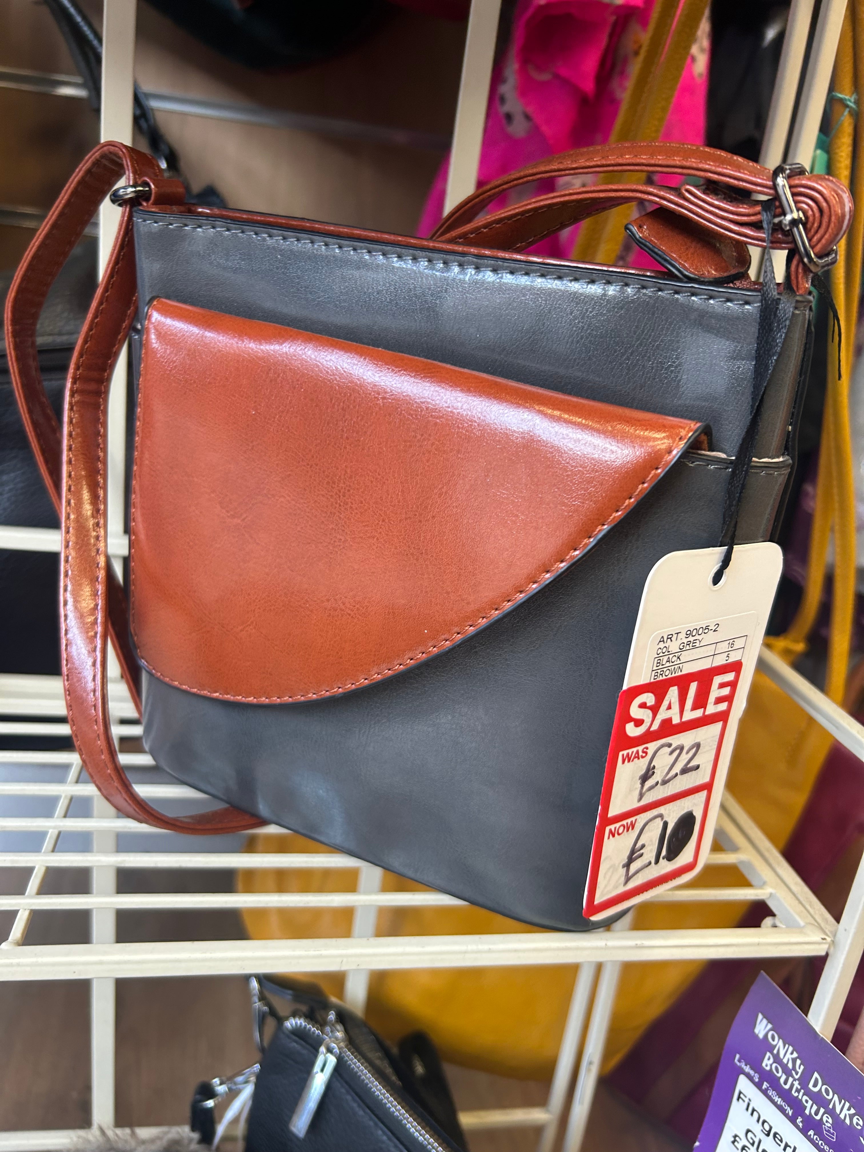 Two Tone Little Crossbody Bag in Grey & Tan