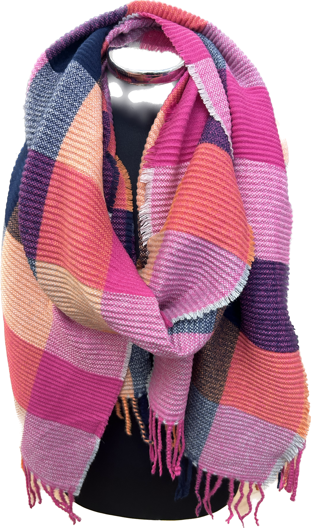 Multi Check Super Soft Ribbed Scarf
