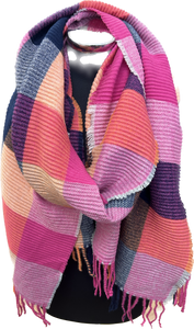 Multi Check Super Soft Ribbed Scarf