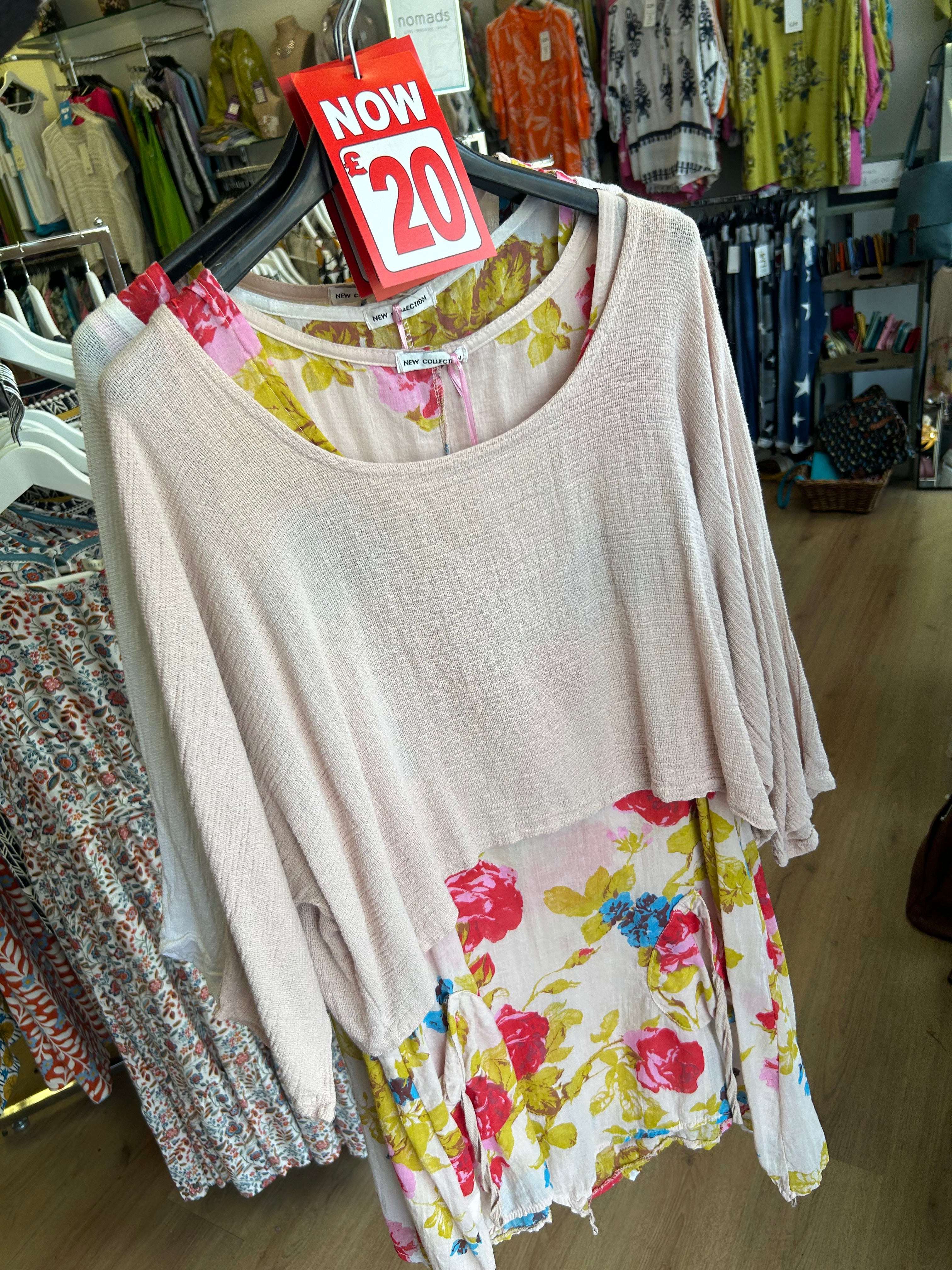 Two Piece Floral Cotton Tunic with Plain OverTop (12-18)