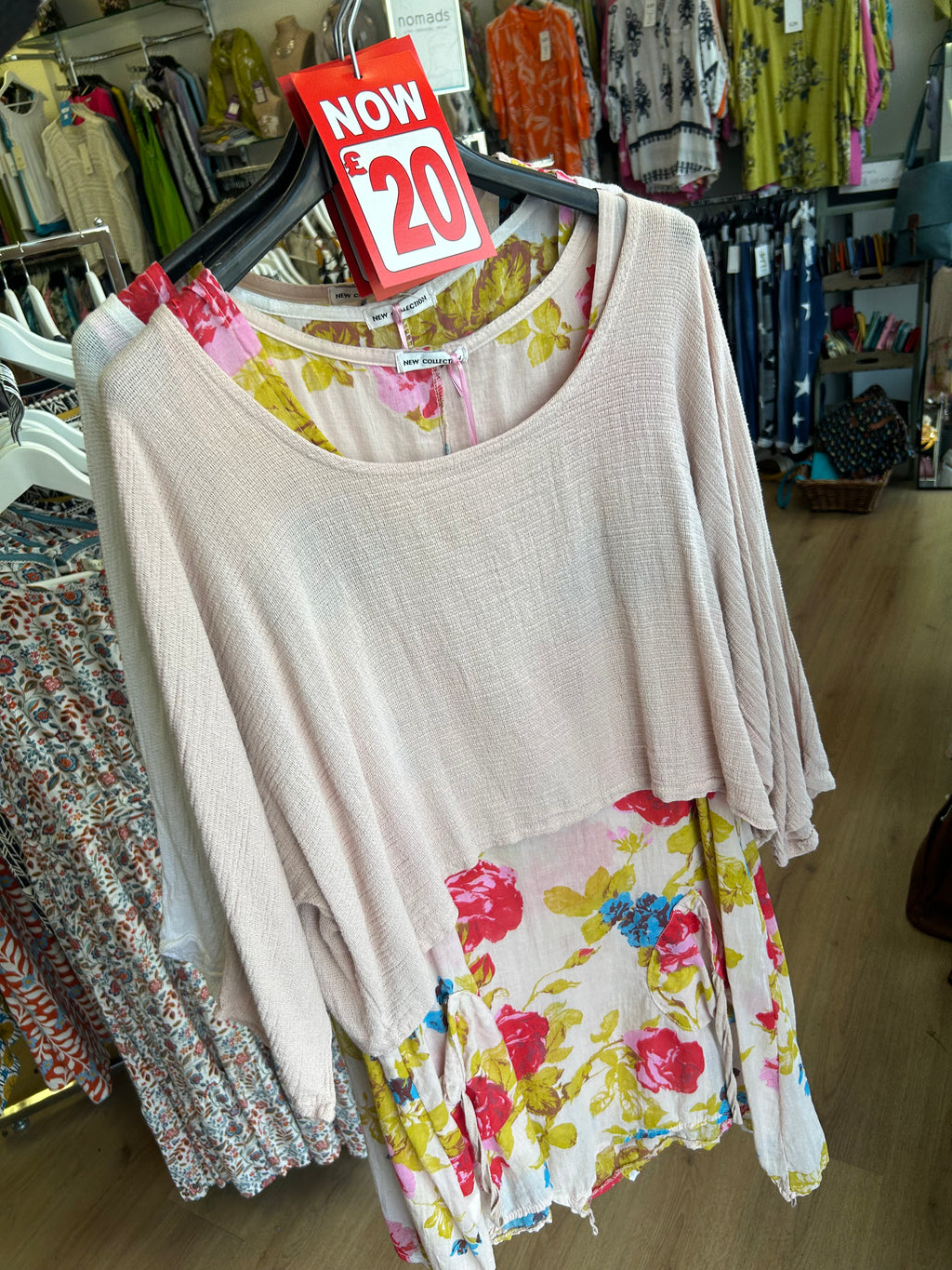 Two Piece Floral Cotton Tunic with Plain OverTop (12-18)