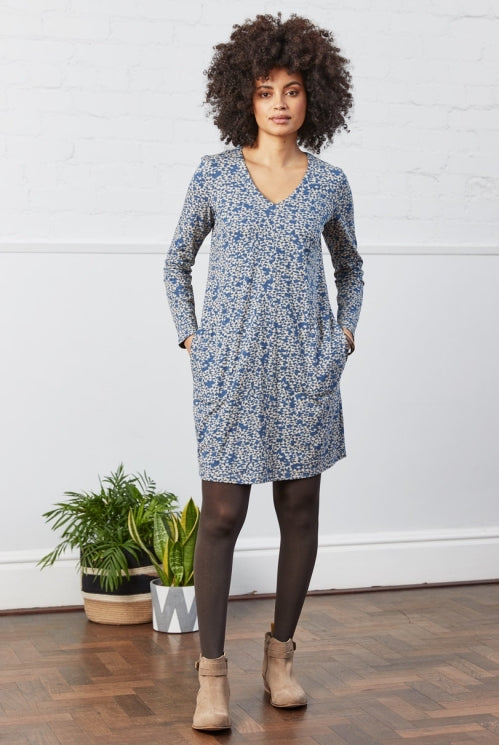 V Neck Cotton Jersey Tunic Dress - Anemone Blue Wonky Donkey Boutique V Neck Cotton Jersey Tunic Dress - Anemone Blue Wonky Donkey Boutique