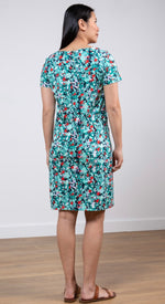 Cotton Calcot Dress - Frieda Print - Sea Green