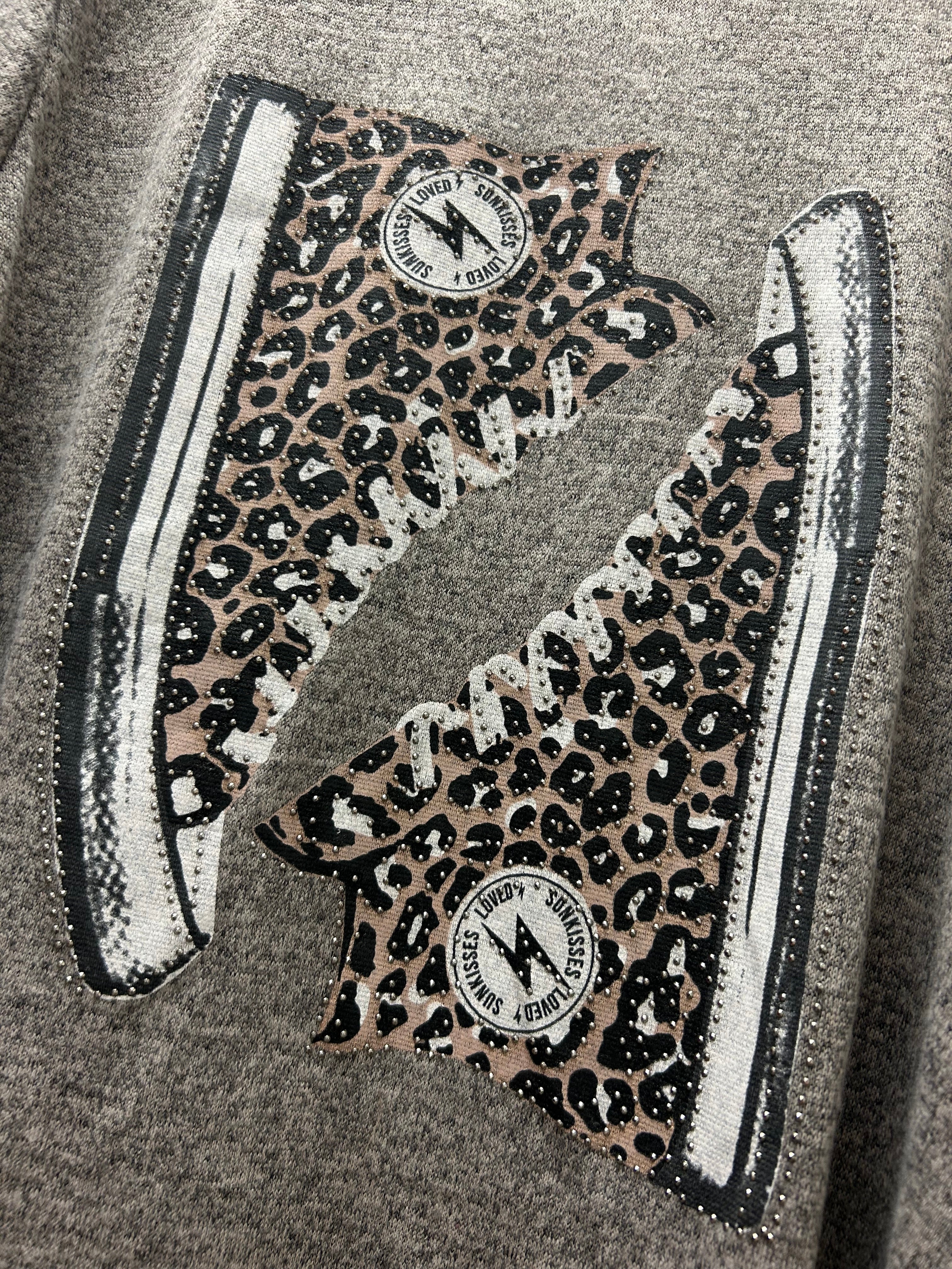 Diamante Animal Print Sneaker Style Sweatshirt (14-22)