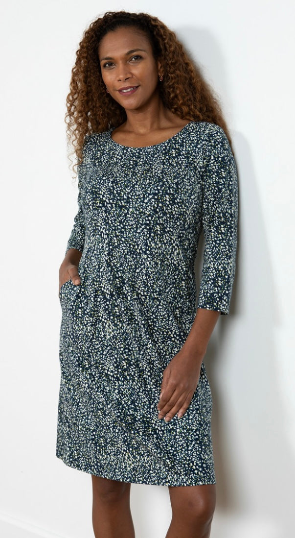 Uplands Dress - Navy Dash Print