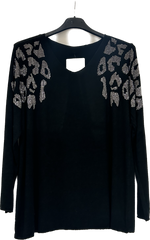 Diamanté Animal Print Embellished Shoulder Detail Fine Knit Jumper (12-18)