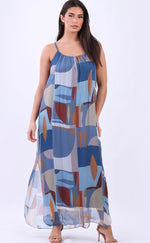 Two Layer Multi Colour Sleeveless Silk Dress