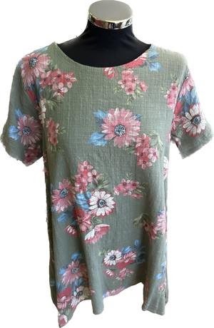 Lightweight Cotton Floral Longline Tunic Top (12- 16)