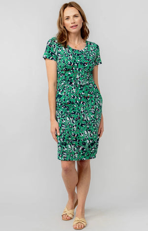 Green Uplands Cotton Jersey Dress - Prairie Print