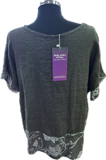 Grey Linen Top with Flower Detail (12-16)