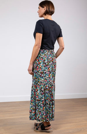 Frome Skirt - Black Wild Flower Print