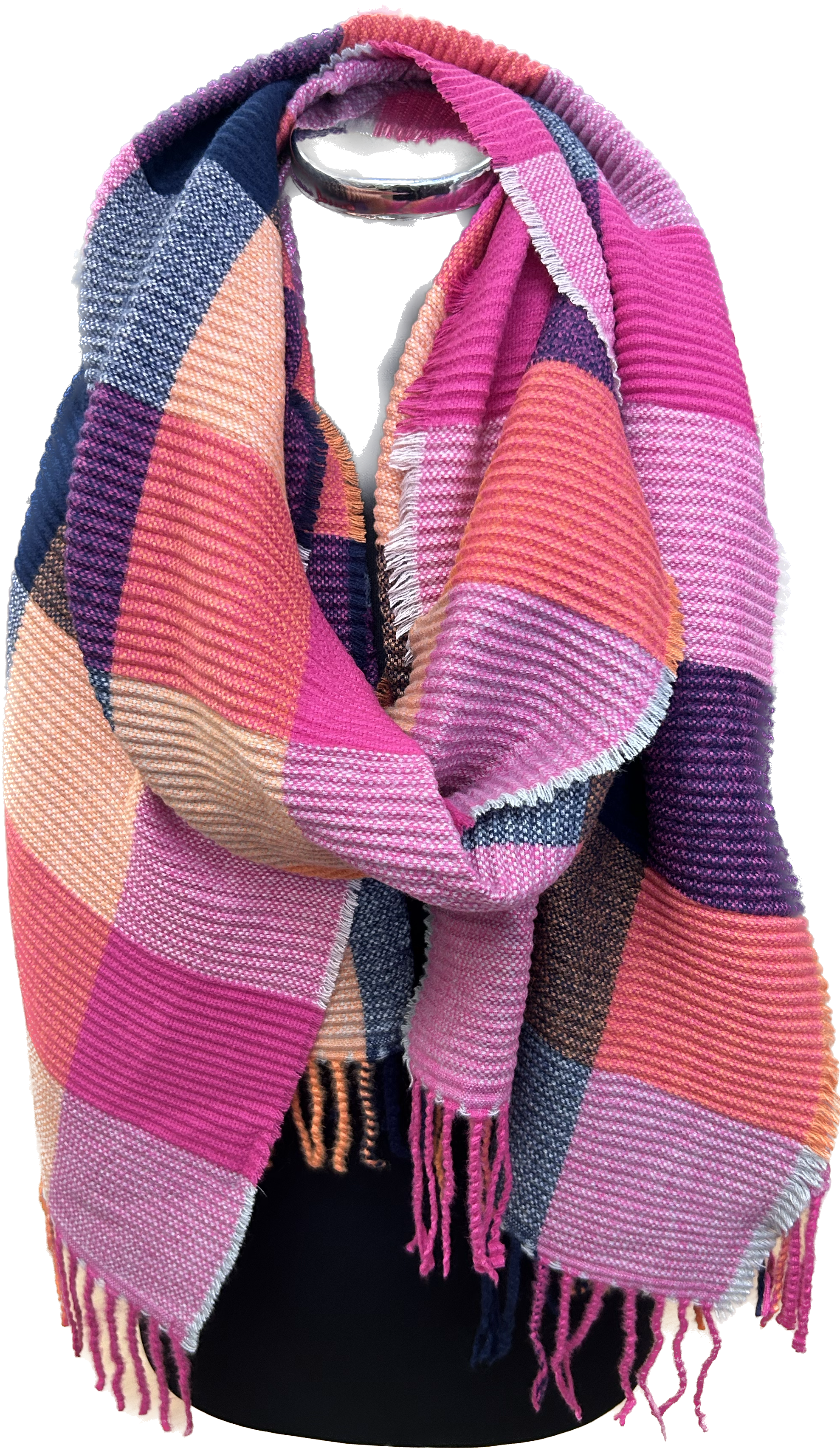 Multi Check Super Soft Ribbed Scarf