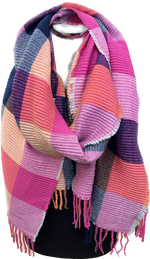 Multi Check Super Soft Ribbed Scarf