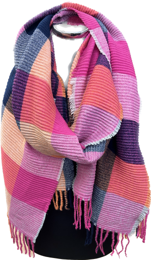 Multi Check Super Soft Ribbed Scarf