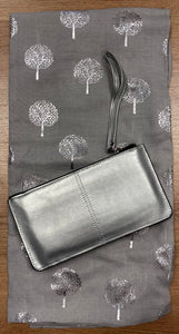 Silver Bracelet Purse and Grey Silver Foil Mulberry Tree Scarf Gift Set