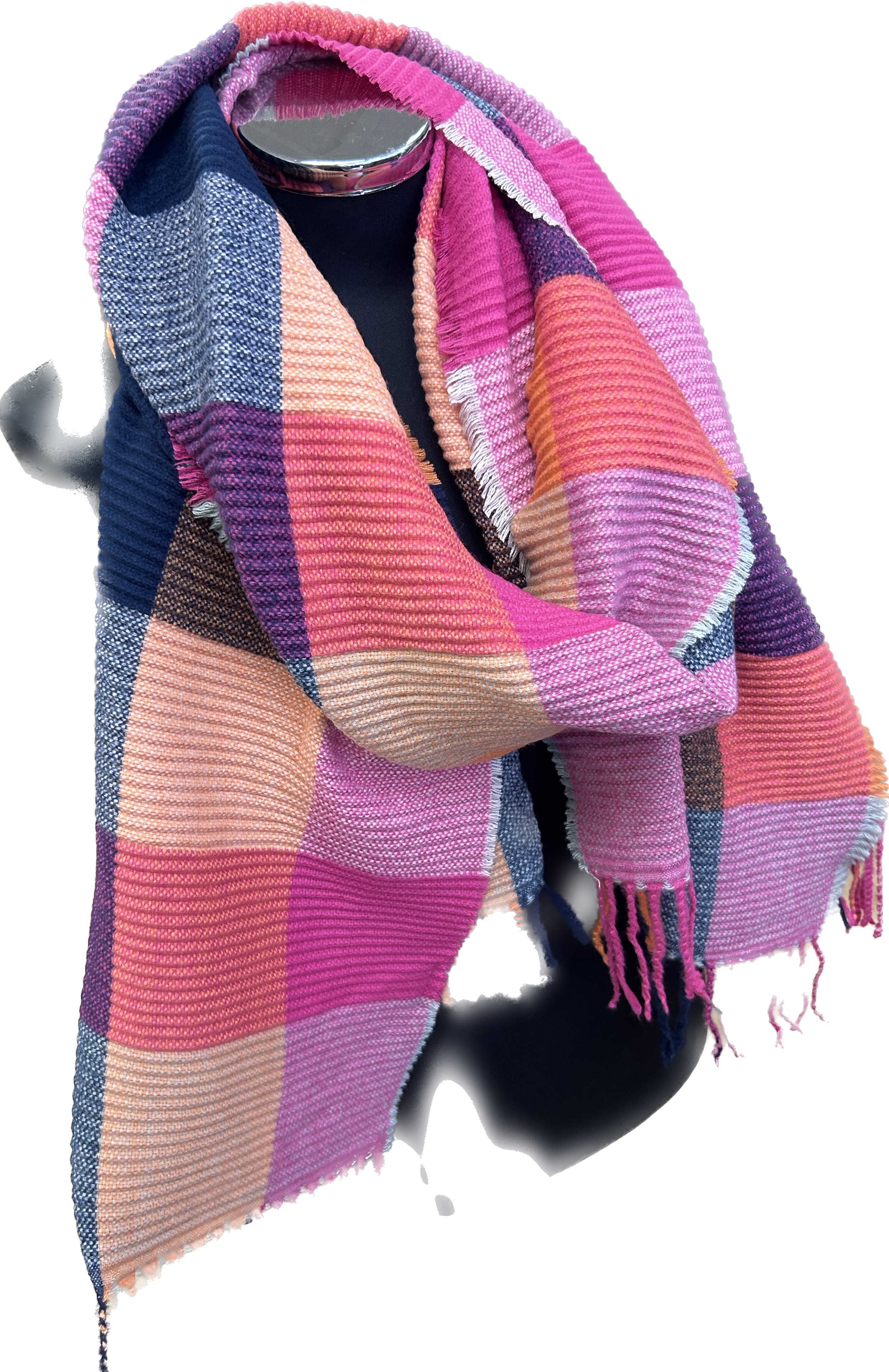 Multi Check Super Soft Ribbed Scarf