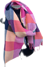 Multi Check Super Soft Ribbed Scarf