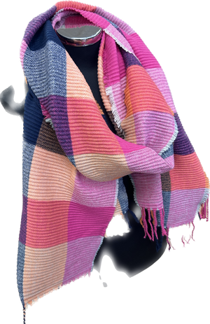 Multi Check Super Soft Ribbed Scarf