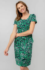 Green Uplands Cotton Jersey Dress - Prairie Print