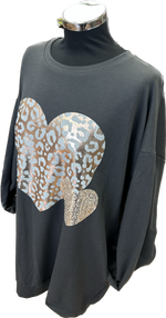 Plus Size Grey Shimmer Heart Sweatshirt (14-20)