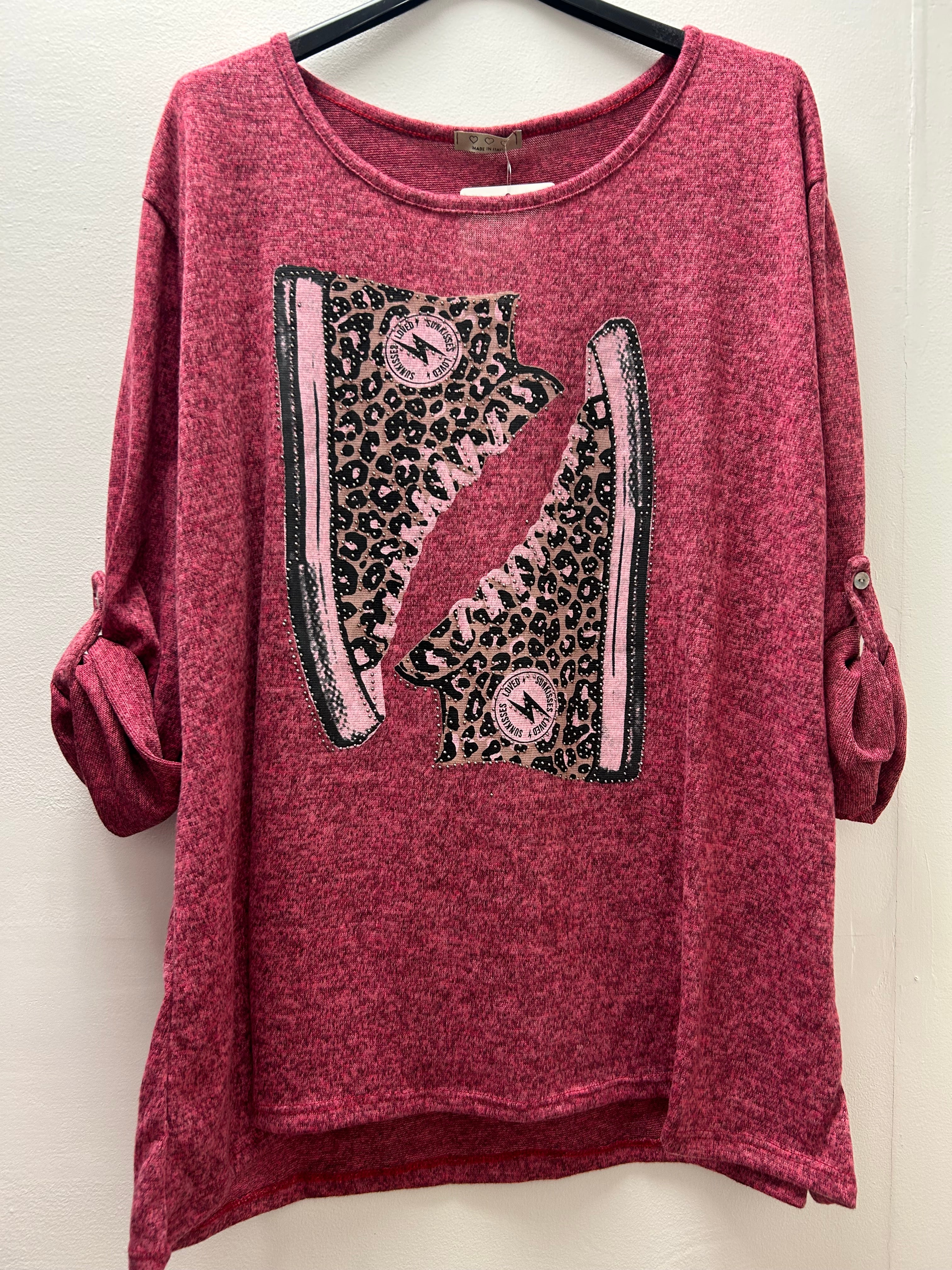 Diamante Animal Print Sneaker Style Sweatshirt (14-22)