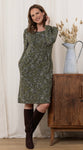 Frampton Long Sleeve Dress - Olive Painterly Paisley Print