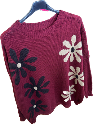 Plus Size Flower Knit Relaxed Fit Jumper (14-22)