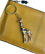 Mustard Bracelet Purse with Giraffe Keyring Bag Charm Gift Set