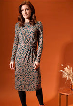 Twist Front Trailing Floral Jersey Dress