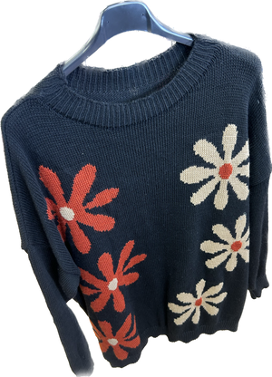 Plus Size Flower Knit Relaxed Fit Jumper (14-22)