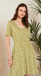 Cotton Jersey Fit & Flare V Neck Dress