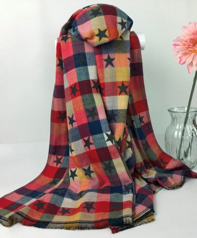 Star Print Reversible Winter Scarf