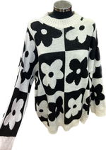Plus Size Mono Flower Knit Relaxed Fit Jumper (14-22)