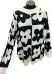 Plus Size Mono Flower Knit Relaxed Fit Jumper (14-22)