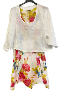 Two Piece Floral Cotton Tunic with Plain OverTop (12-18)