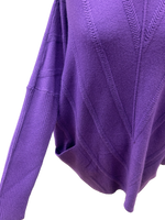 Purple Turtle Neck Cosy Chevron Knitted Jumper with Pockets (14-18)