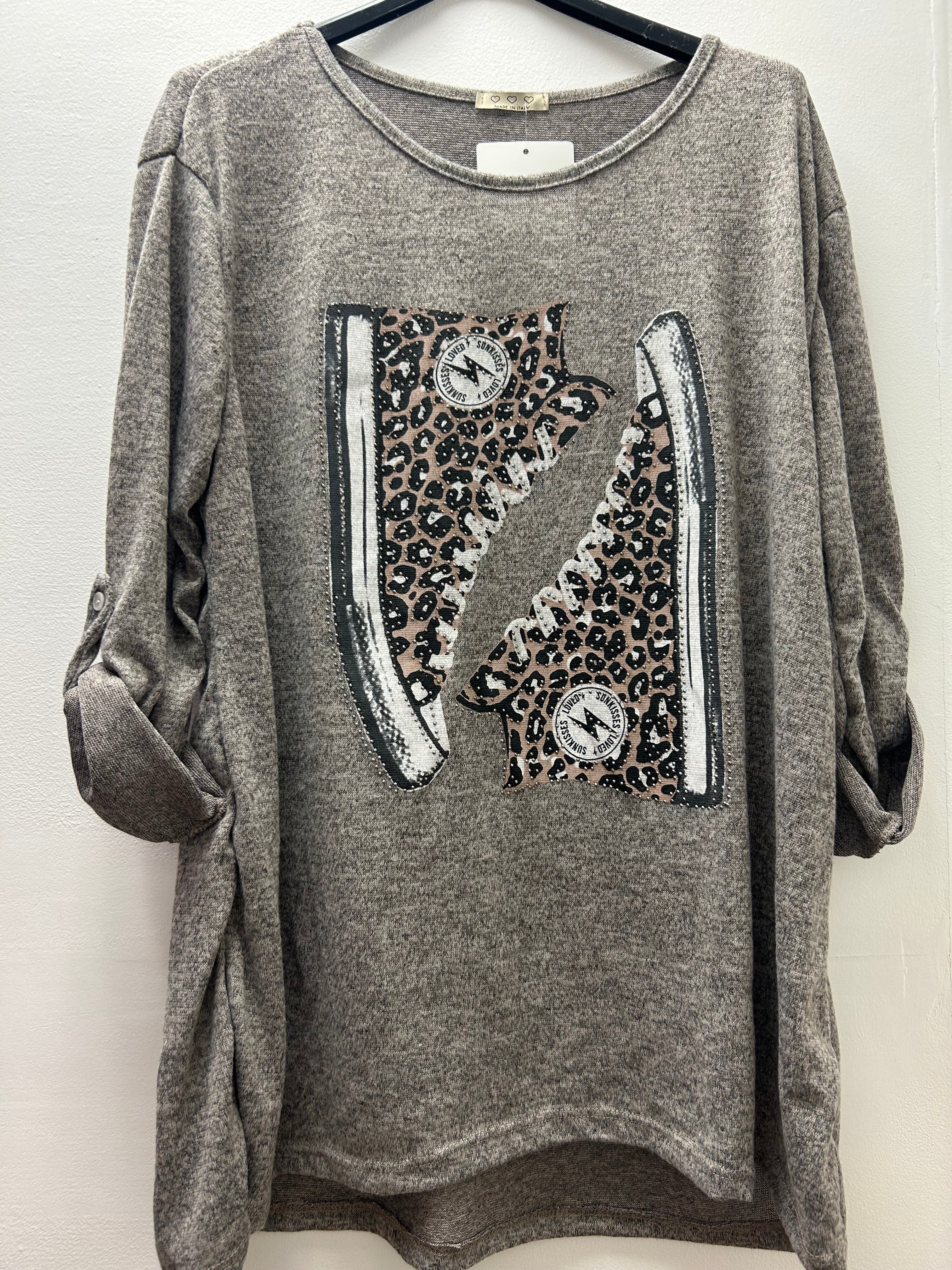 Diamante Animal Print Sneaker Style Sweatshirt (14-22)