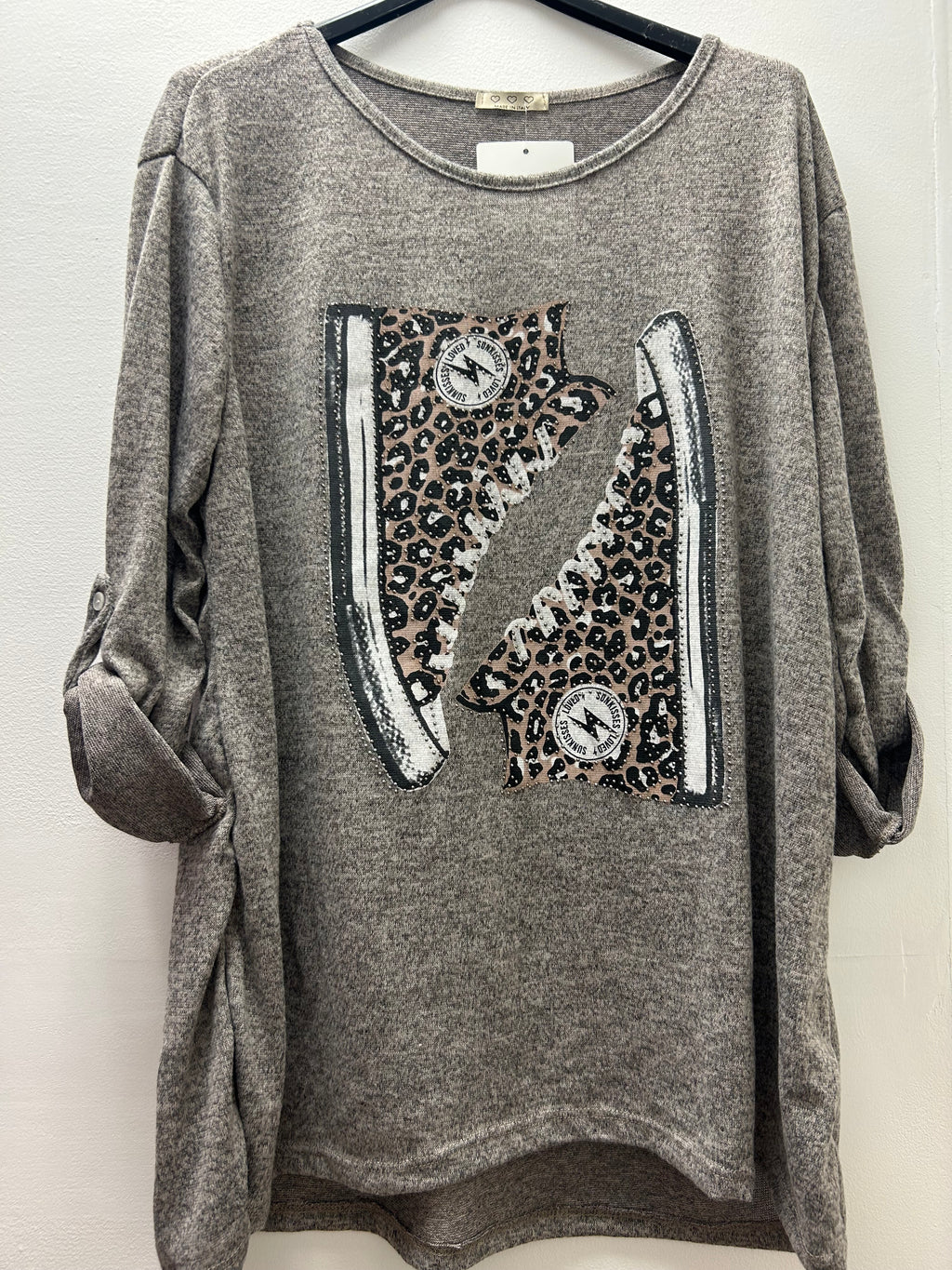 Diamante Animal Print Sneaker Style Sweatshirt (14-22)