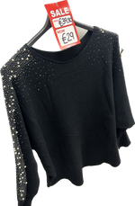 Black Diamante Arm Detail Jumper (10-16)