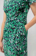 Green Uplands Cotton Jersey Dress - Prairie Print