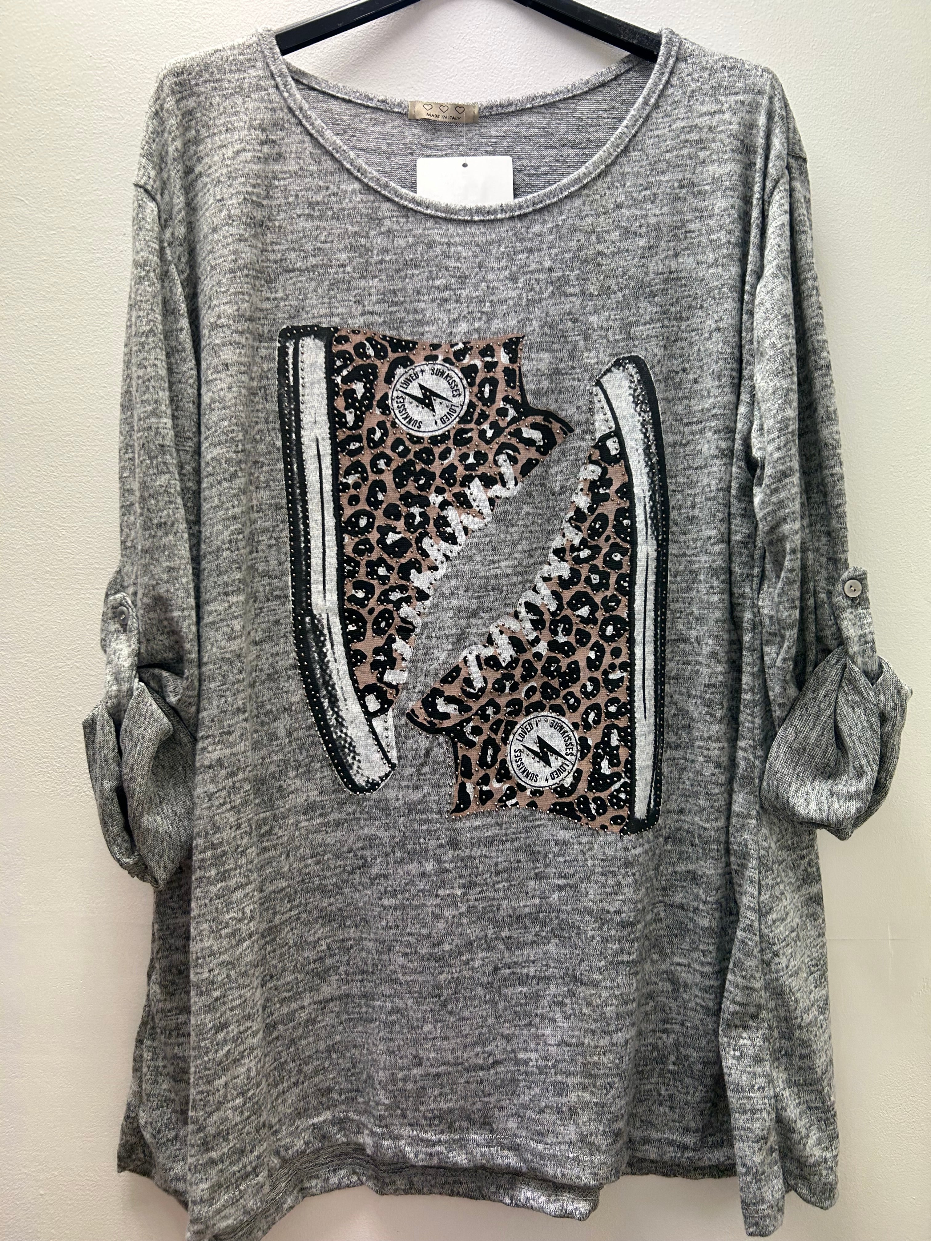 Diamante Animal Print Sneaker Style Sweatshirt (14-22)