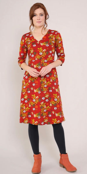 Autumn Fayre Cotton Jersey V Neck Dress