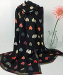 Heart Print Reversible Winter Scarf