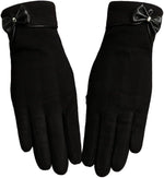 Bow Detail Cosy Lined Winter Warm Fashion Gloves