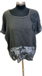 Grey Linen Top with Flower Detail (12-16)